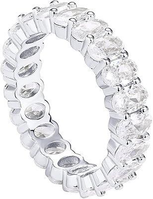 PAVOI 14K Gold Plated Rings Oval Cubic Zirconia Love Ring | Eternity Ring | 5mm Stackable Rings for Women | Gold Rings for...