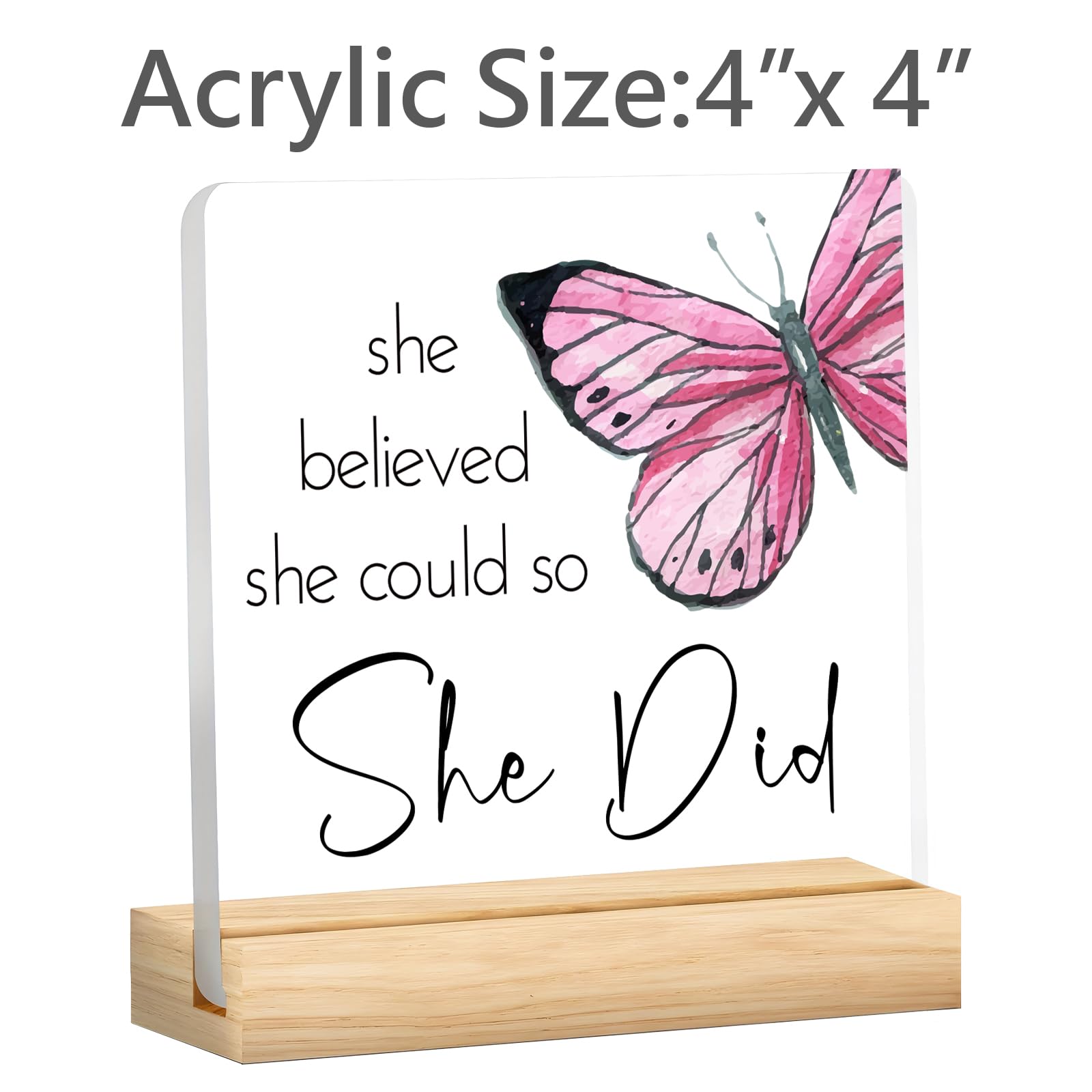 She Believed She Could So She Did Acrylic Plaque Sign - Congratulations Gifts for Women - New Job Gifts - College Graduation Gifts for Her - Office Inspirational Promotion Gift for Coworker