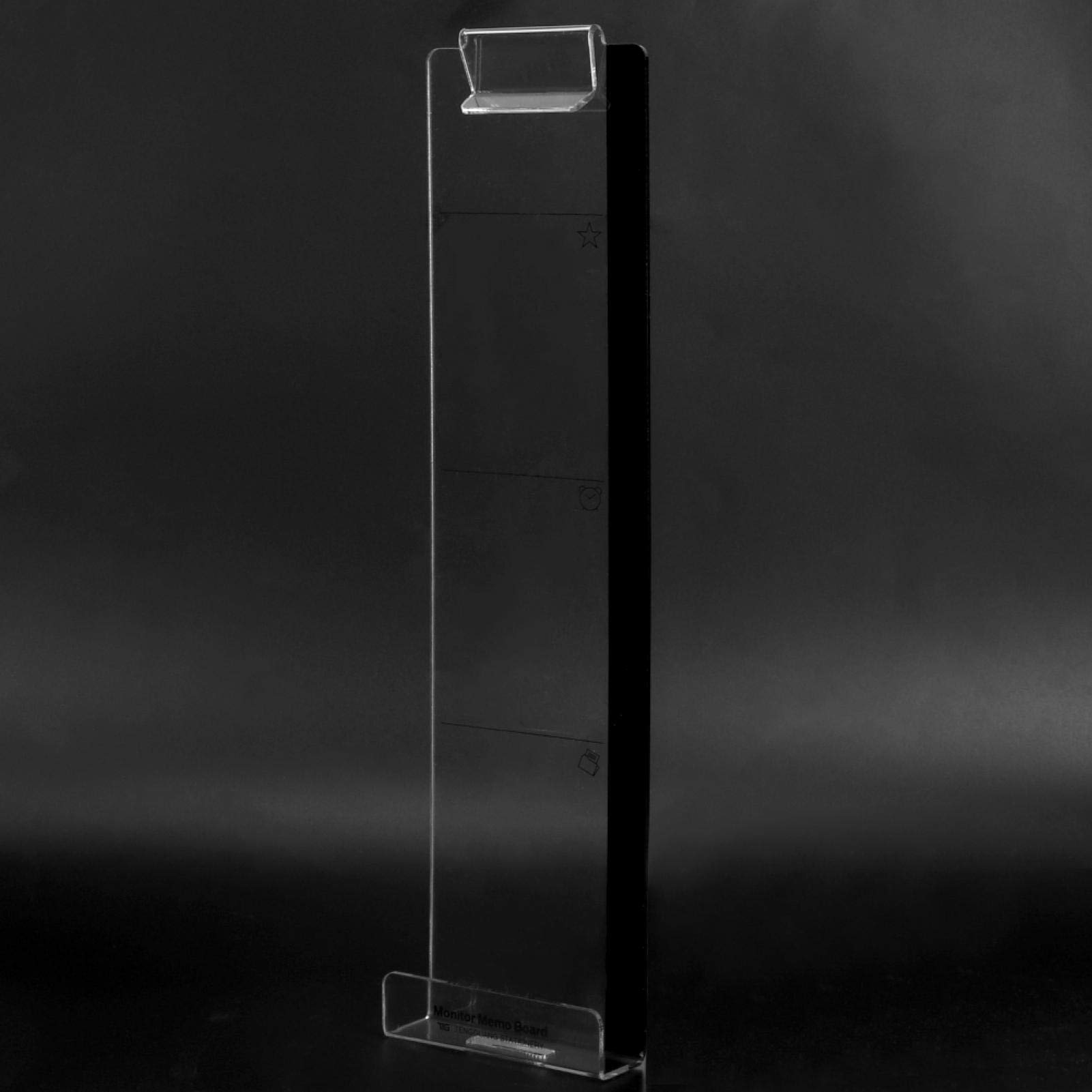 Acrylic Sticky Note Holder For Computer Monitor - Removable Memo Board With Clip, Phone Holder & Cable Hole, Left Side