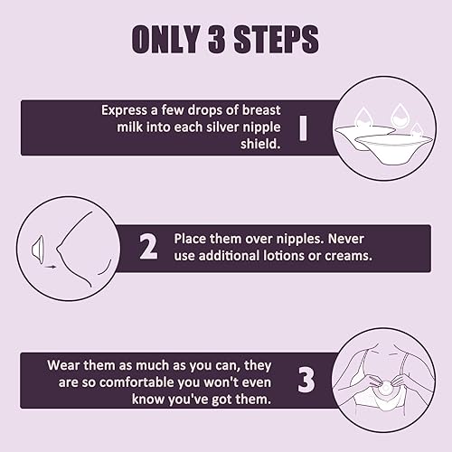 Miniatura 7 de Boboduck Tazas de lactancia plateadas, cubiertas plateadas para pezones para proteger y calmar los pezones doloridos, protectores de pezones