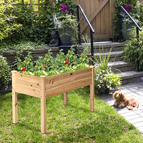 image for Giantex Raised Garden Bed, Wood Planter Box with Legs, Drain Holes, El