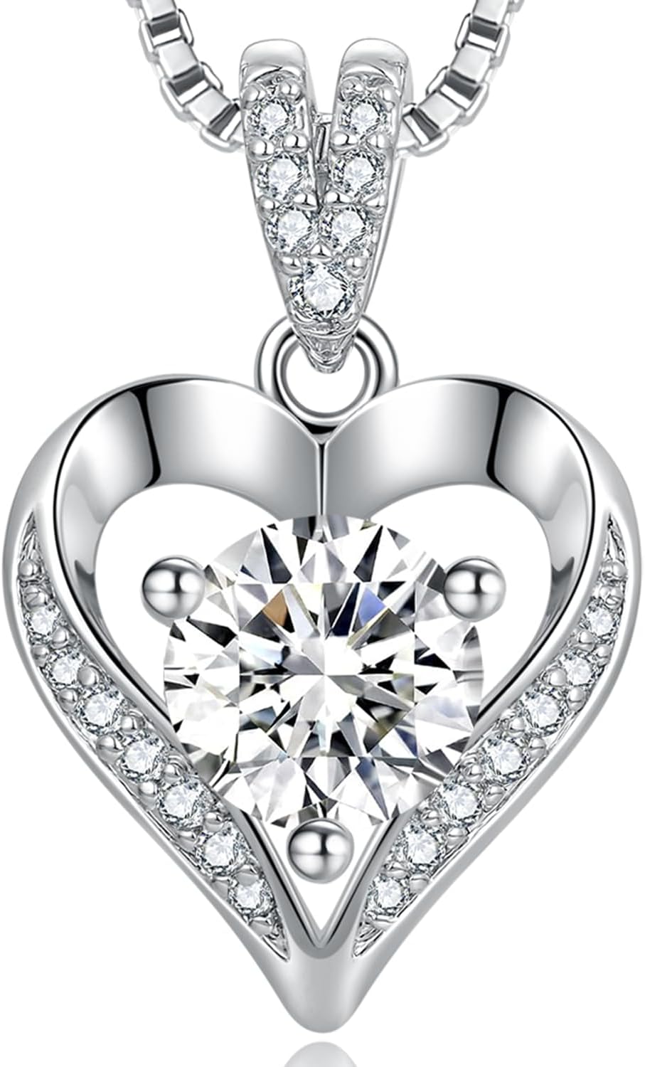 Moissanite Diamond Necklace for Women Wife I Love You Heart Jewelry Sterling Silver Anniversary Birthday Gifts for Wife Necklace for Girlfriend Her Mom Daughters Birthday Present on Christmas Valentines Mothers Day 1-3 Carat