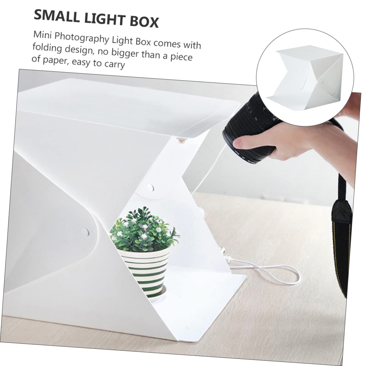 FELTECHELECTR Foldable Photo Light Box 20cm Mini Portable Tent 6 Changing Backdrops for Cosmetics