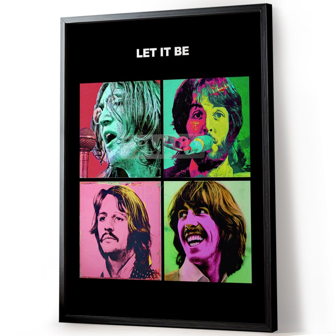 Tomaok - Plakat z nadrukiem artystycznym (ramka nie jest dołączona) The Beatles według Andy'ego Warhola, album LET IT BE, dekoracja ścienna - Muzyka pop rock