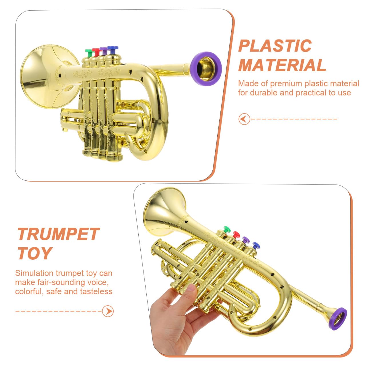 Jouet Trompette Enfants À Quatre Tons Instrument Musical Simulation En Plastique 14.17In Pour Éducation Musicale Et Développement Créatif