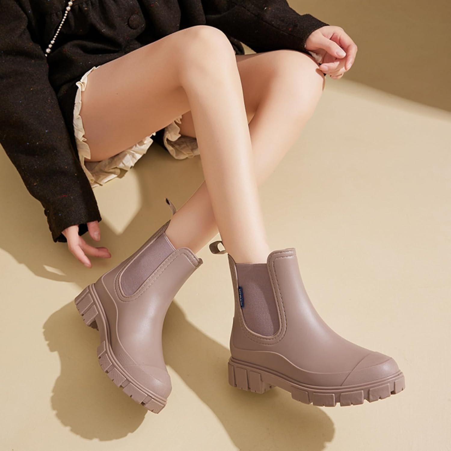 Chelsea Rain Boots Women Waterproof Boots Short Rainboots Ankle Garden Shoes for Ladies Outdoor Slip Resistant