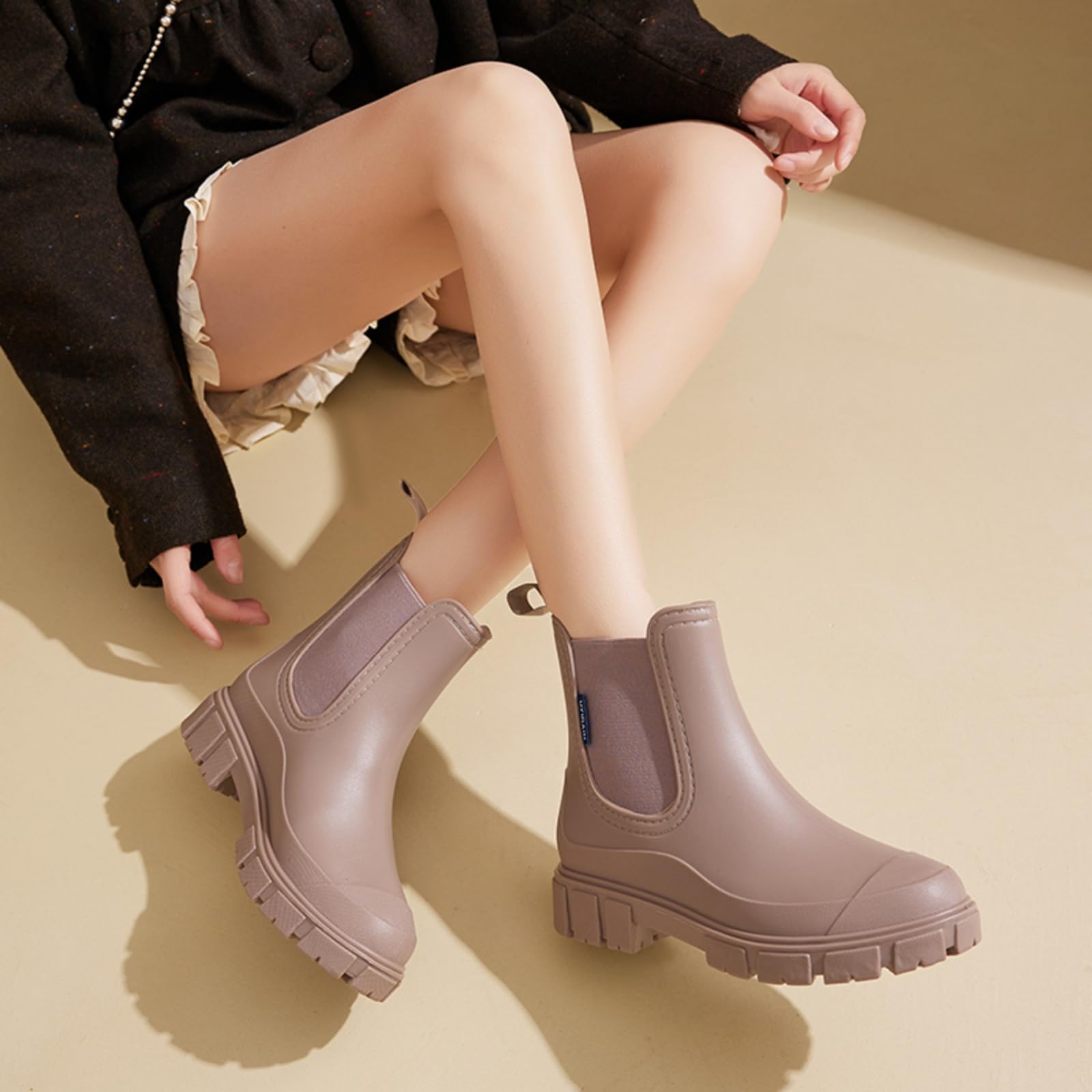 Botas de goma para mujer, cortas, impermeables, botas de lluvia Chelsea, botines antideslizantes para jardín, botas de lluvia