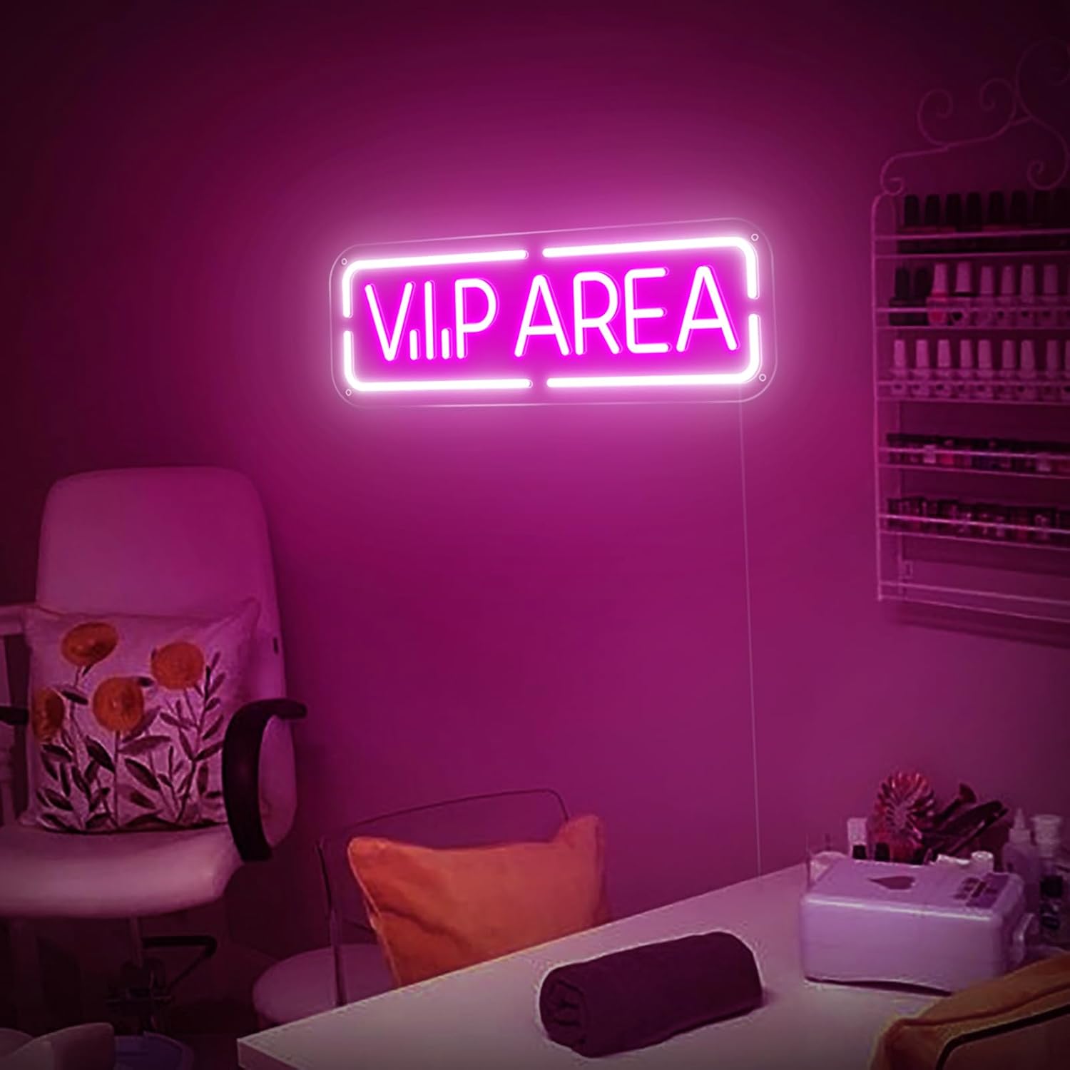 VIP Area Neon Sign, USB Powered VIP LED Light Signs for Room Decor, Dimmable Light Up Sign For Business Wine Bar, Cocktail Bar, Hotel, Cafe, Office, Beauty Nail Lash Brow Salon Decor