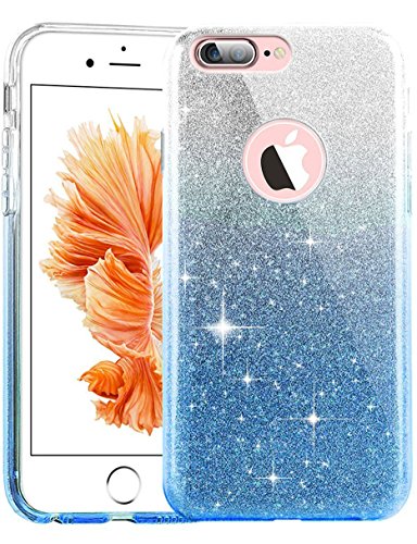 iPhone 7 Plus Case,Eraglow Back Cover Sparkle Shinning Protective Bumper Bling Glitter Case for 5.5 inches iPhone 7 Plus (Gradient-Blue)