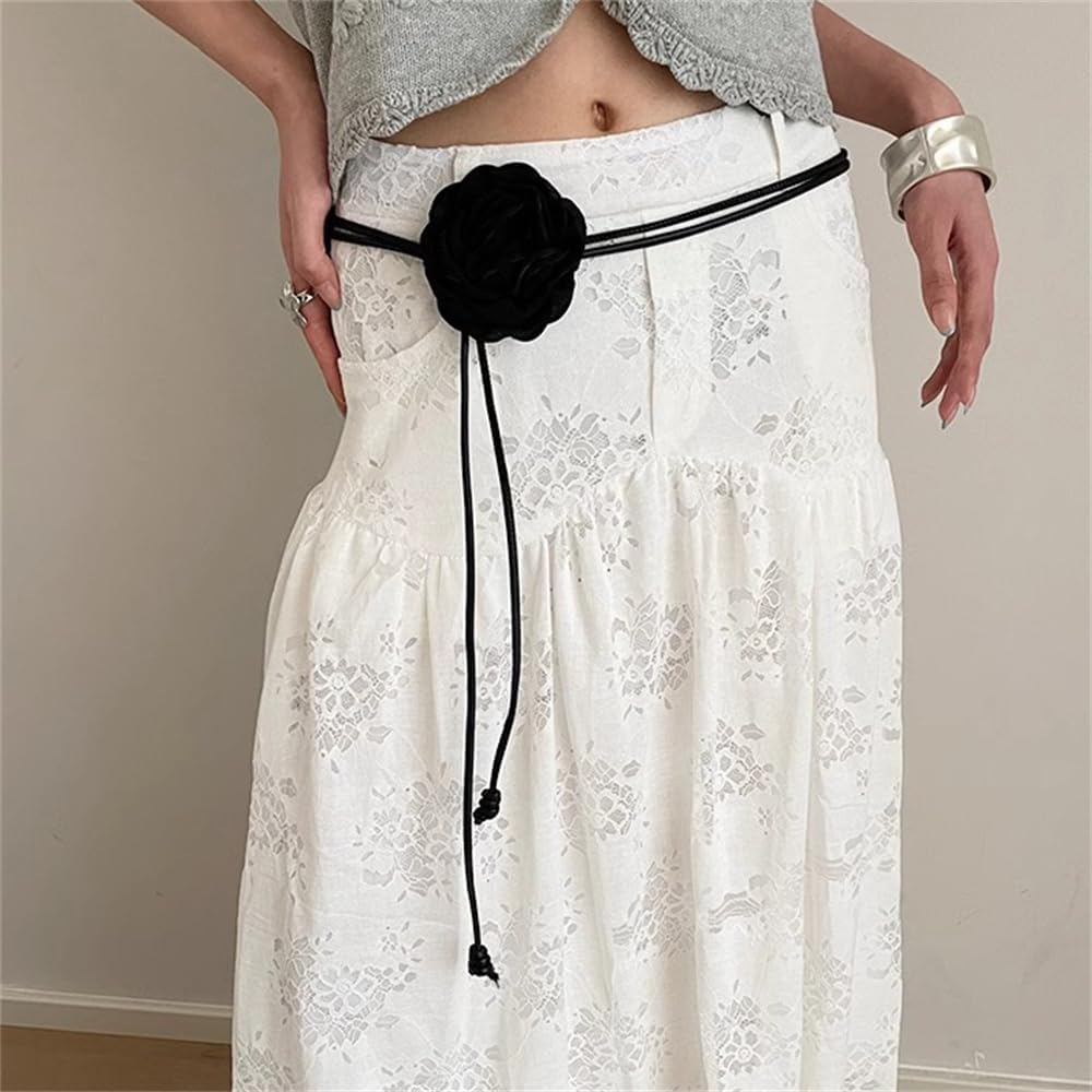 Bohemian Floral Waist Chain Body Chains for Women Large Rose Flower Belt Chains Belly Leather Rope Body Adjustable Jewelry for Shorts Dresses Jeans - Image 2