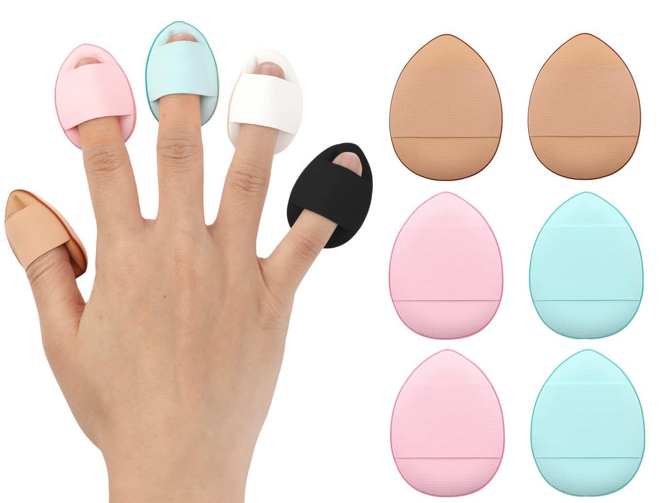 6PCS Small Finger Puff, Mini Finger Powder Puff Finger Makeup Sponges Soft Beauty Cosmetic Makeup Tools for Foundation, Under Eye, Cream, Concealer, Eye Shadow Mini Makeup Sponge for Girls-image-11