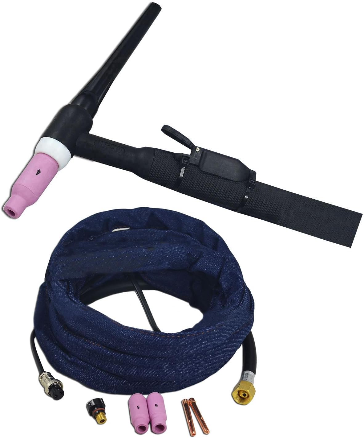 WP-17 SR-17 TIG Welding Torch Complete 150Amp Air-Cooled Electric Cable Wire 10mm² Connector M16*1.5 2pins Plug DKJ10-25mm 3.8 Meters