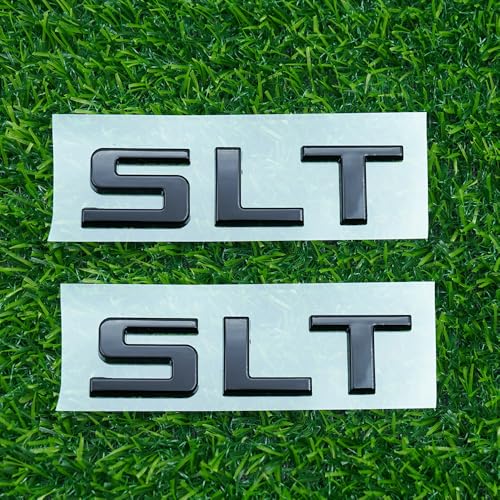 Image of Side Door Emblem 3D Letter Badge Nameplates Sticker Replacement for 1500 Truck SLT 2Pc (Gloss Black)