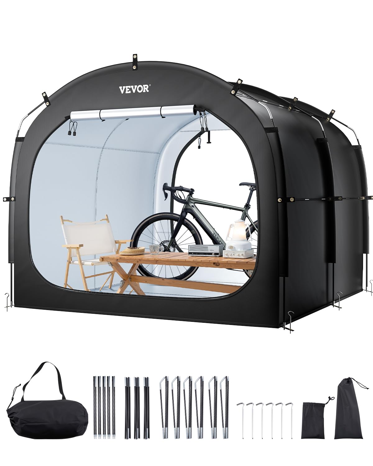 Tienda para bicicletas de jardín VEVOR garaje exterior impermeable de 5 plazas para rutas familiares