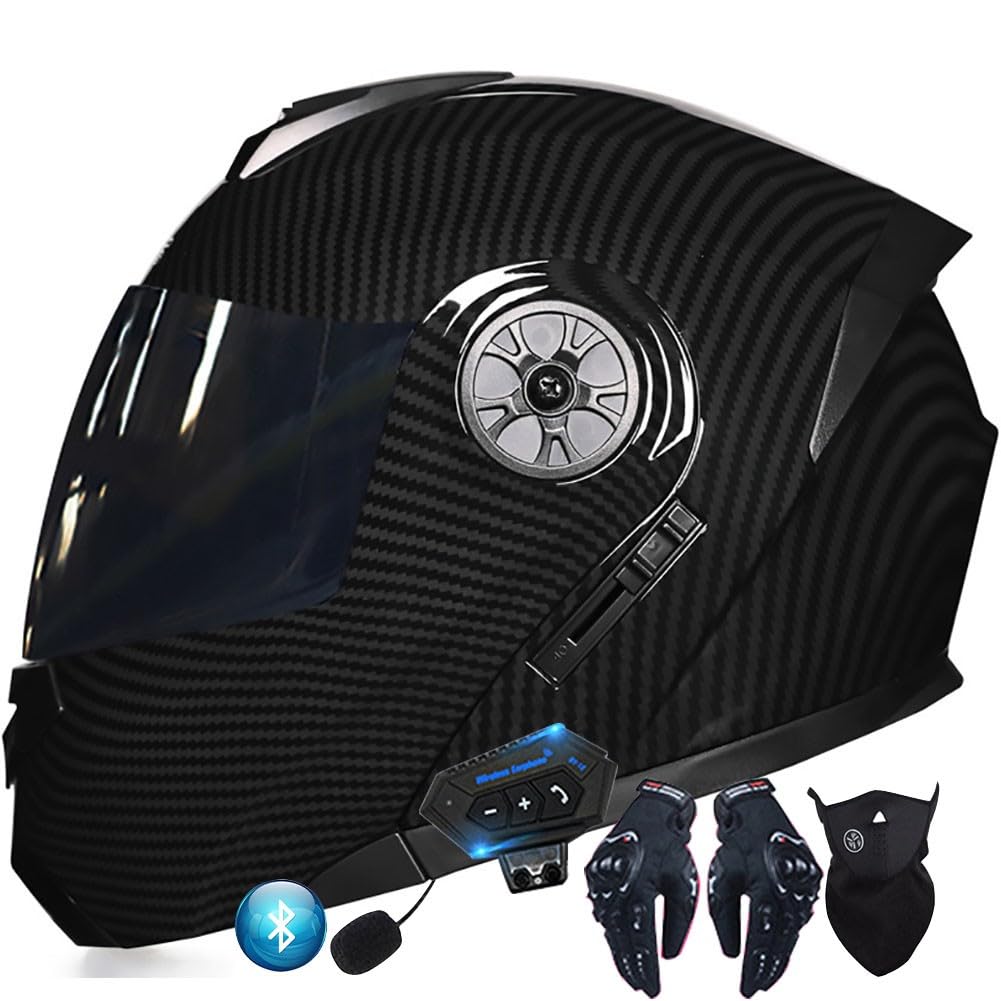 Byroads Men's D Motorcycle Helmet Flip-Up Modular Helmets With Bluetooth,Ot/Ece Approve Helmet Full Face Helmet Scooter Helmet Crash Helmet Ouble Anti-Fog Visors Ideal For Wo