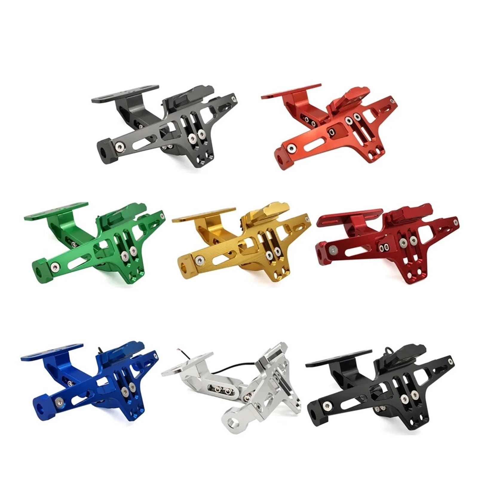 Soporte Matrícula para Suzuki para GSXR para GSX-R 600 750 1000 K1 K2 K3 K4 K5 K6 K7 K8 K9 Soporte para Marco Matrícula Motocicleta CNC con LED(Black)