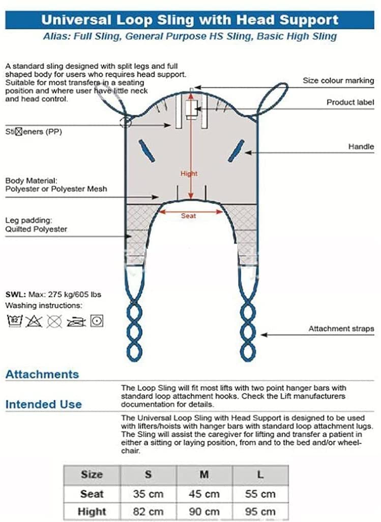 Paciente Honda Levantador Grúa, Cuerpo Completo Elevación Paciente Cabestrillo Malla De Seguridad Médica Eslinga De Elevación para Enfermería, Ancianos, Discapacitados（No Incluye grua） Large