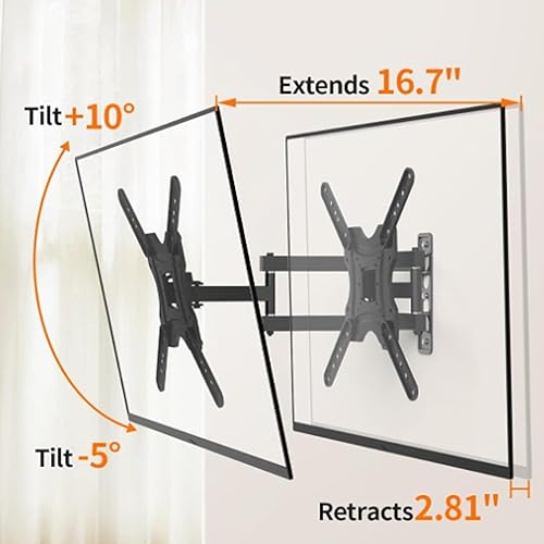 Miniatura 5 de Soporte de TV de movimiento completo para TV de 23 a 55 pulgadas, giratorio, inclinación, brazo articulado extensible, soporte de pared para VESA