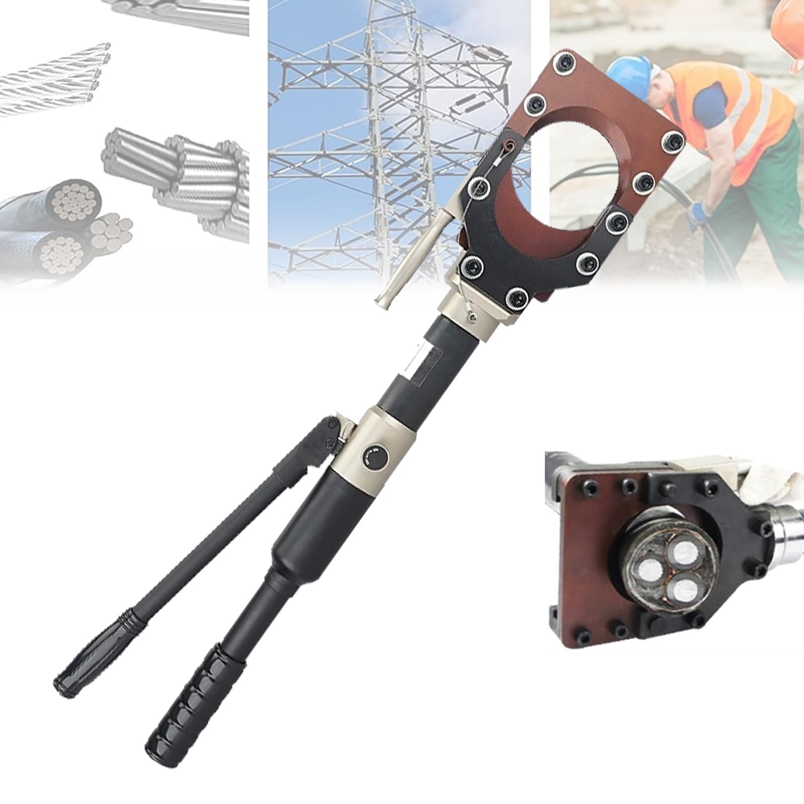 Tagliacavi Idraulico Tagliafili per Impieghi Gravosi Utensile da Taglio Manuale Idraulico per Tagliare Cu/al E Cavi Armati Fino A φ50mm/75mm/85mm/95mm