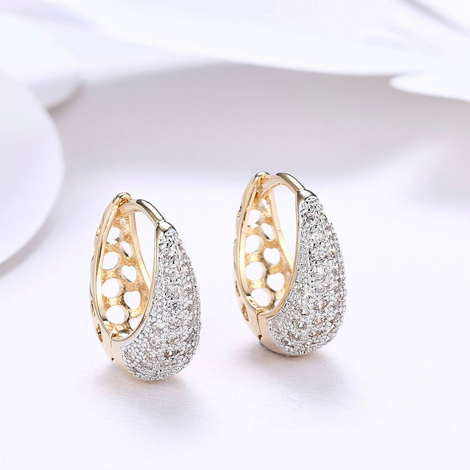 Pendientes de oro auténtico para mujer, oro amarillo 585, 14 K, moissanita, clásicos, pendientes de aro para mujer, pequeños