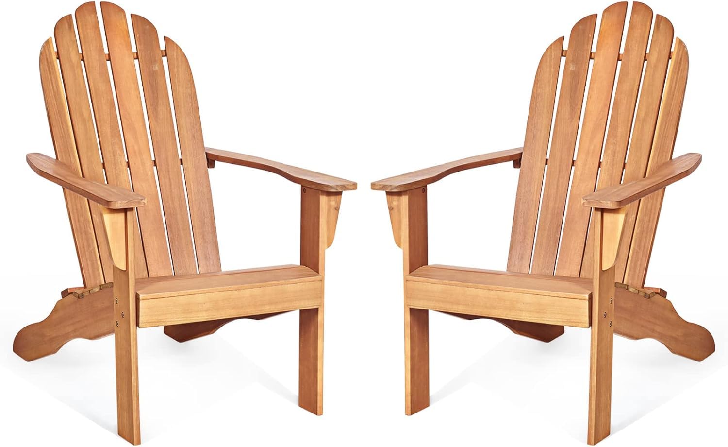 GOPLUS Adirondack Stuhl aus Massivholz, Gartenstuhl bis zu 160kg Belastbar, Gartensessel mit Armlehnen & Rückenlehne, Strandstuhl mit Lackierter Oberfläche, für Garten Strand Outdoor (Natur)