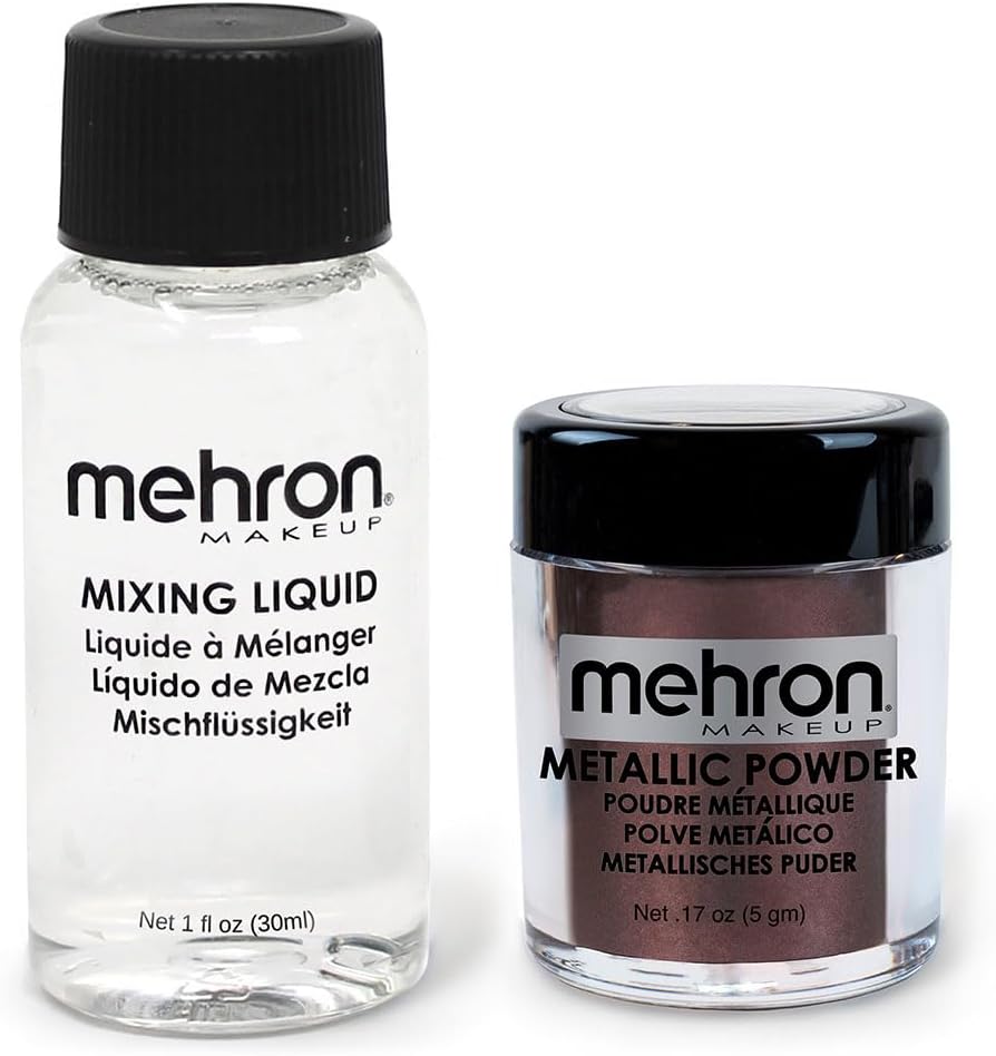 Mehron Makeup Metallic Powder (.17 oz) with Mixing Liquid (1 oz) (BRONZE)