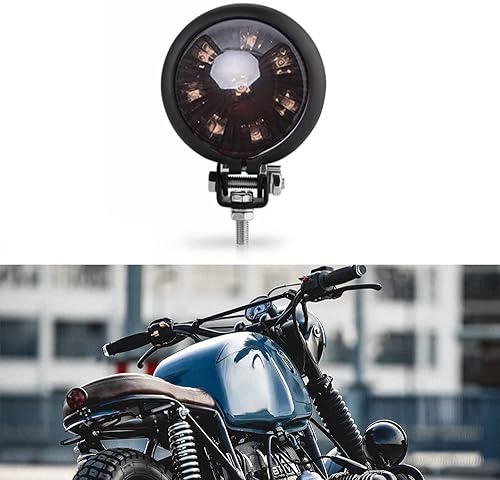 Luz trasera de la motocicleta LED Bates Estilo Bullet Freno Parada Lámpara Trasera para Bobber Chopper Cafe Racer Bonneville XS650 - Negro Humo
