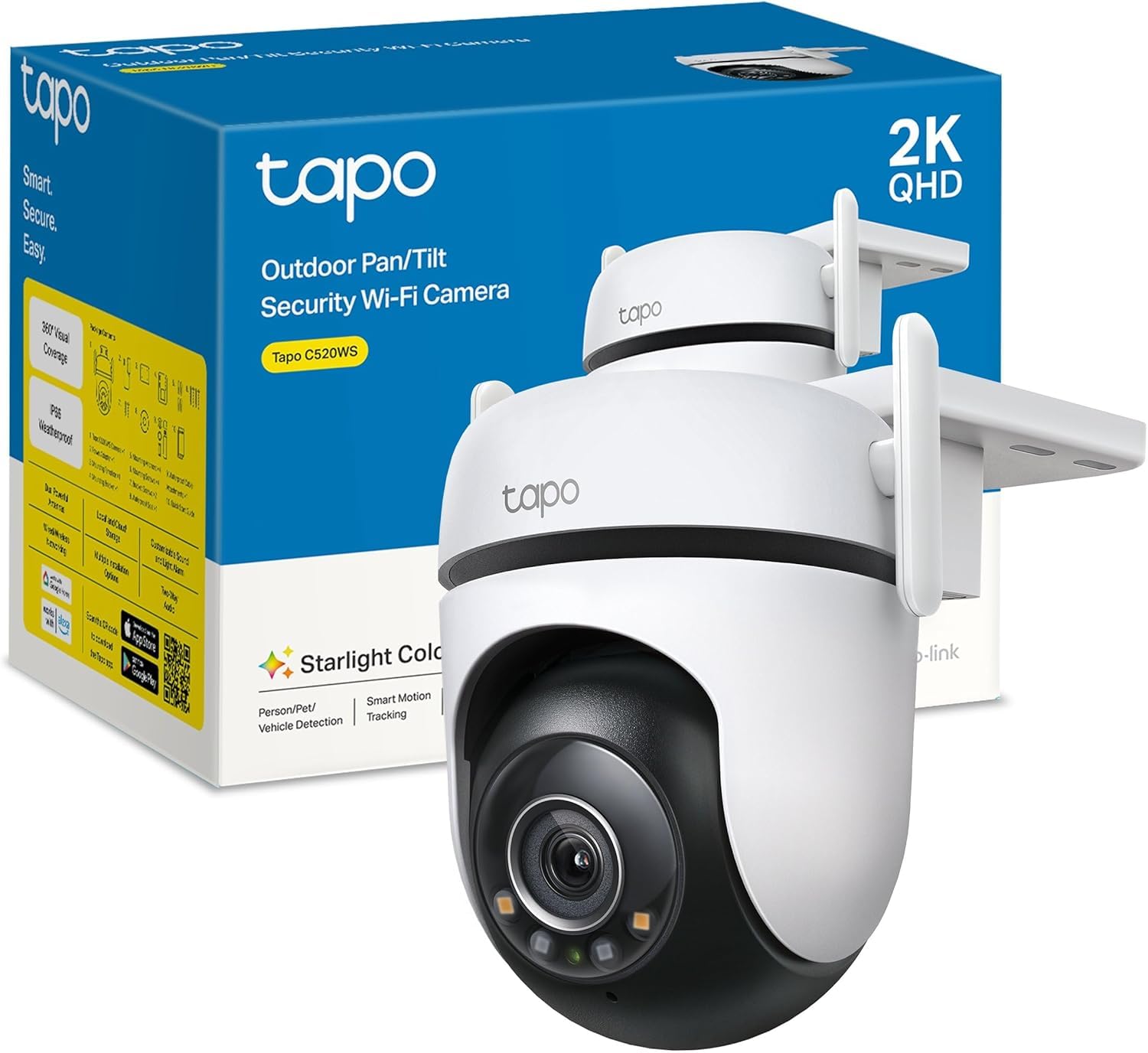 TP-Link C520Ws Kamera, Biały, ‎12,4 x 12,3 x 10,7 cm; 800 g