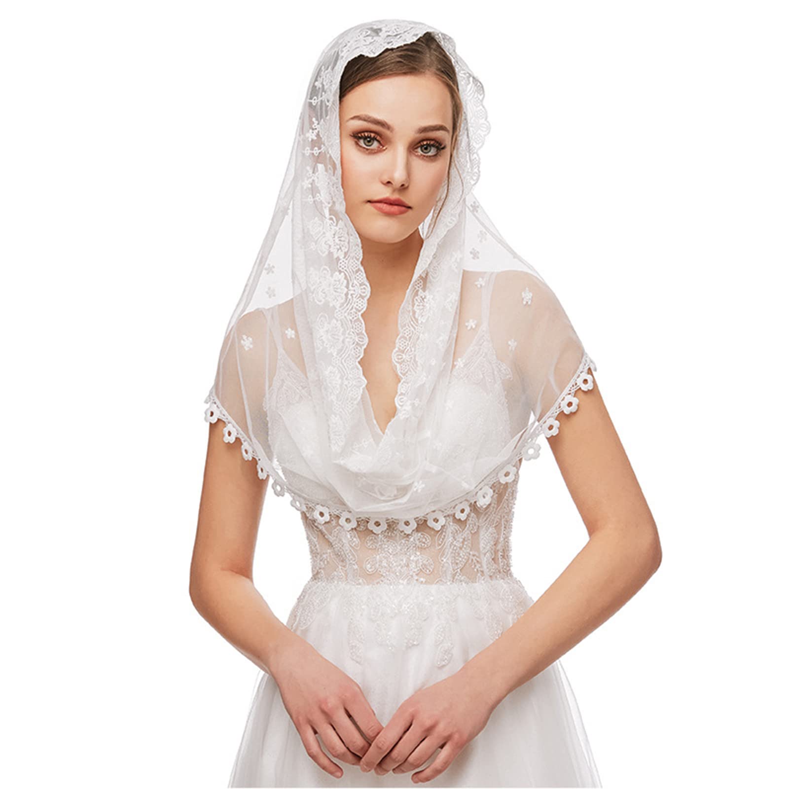 Velo Da Donna TUKEVA In Pizzo - Scialle Floreale In Voile Per Matrimoni E Feste, Morbido Ed Elegante - Foto 6