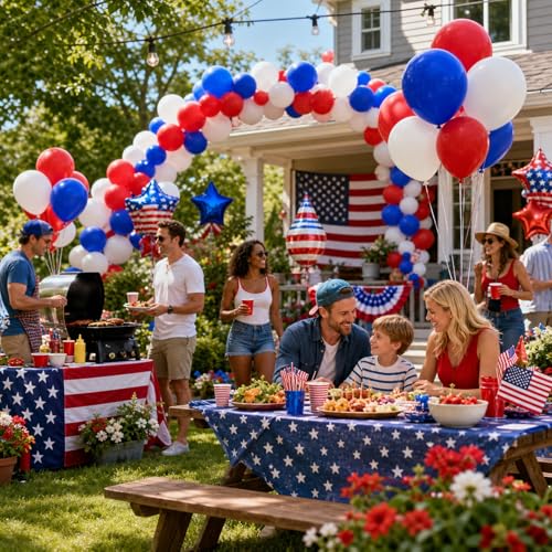 Image of KBZVNAF Red White and Blue Balloons - 60 Pack 12 inch for 4th of July Decorations Independence Day Birthday Baby Shower Wedding Graduation Party Decorations