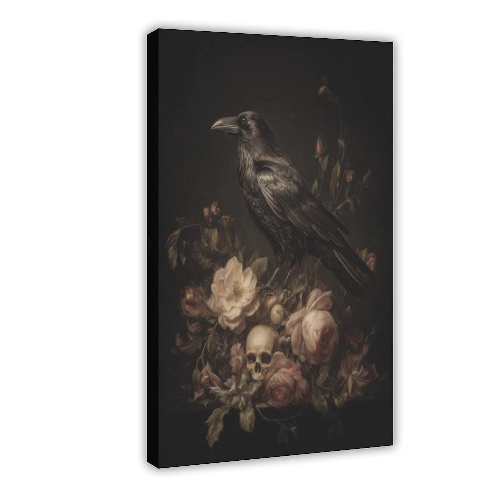 HOHHMY Gothic Raven Skull Poster Canvas Poster for Dorm Room Decor Gift