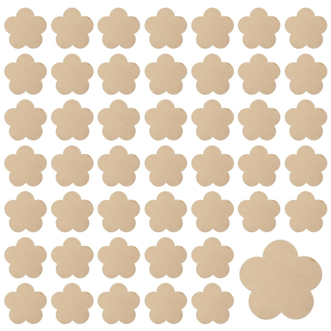 UEN 50 Piezas Flores de Madera para Pintar,Madera Manualidades,Piezas Decorativas de Madera,50 mm,Madera Adorno Decoración,para Mesa,Bodas Decoración,Flores DIY,álbumes de Recortes Tarjetas