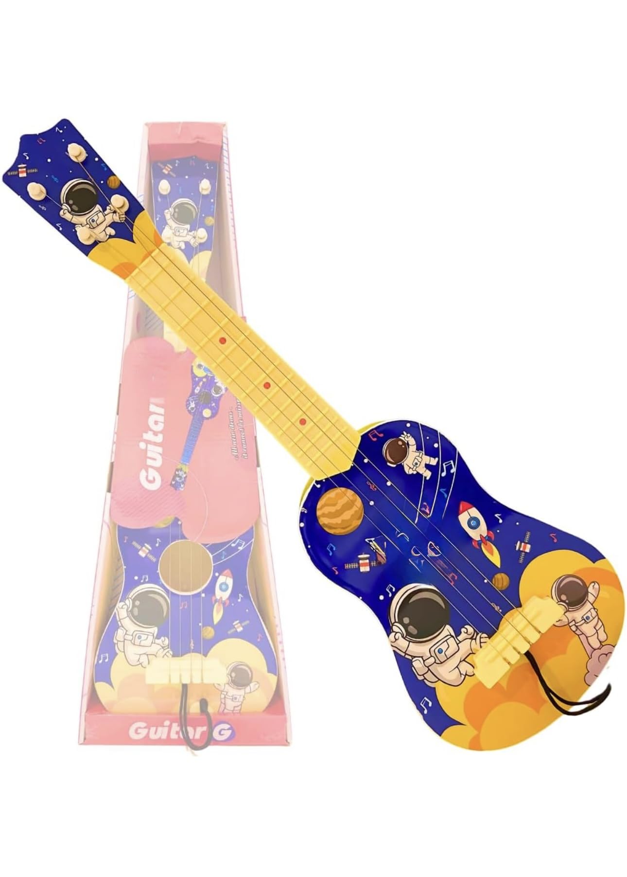 Richtots Premium Guitar Toy Ukulele Toy 4 Strings Early Educational Instruments Space Astronaut Musical Gift Musical Instruments Toys for Kids Toddlers Year of 3+-image-1