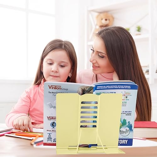 Miniatura 7 de Honagu Soporte de metal para libros de escritorio, soporte para libros para leer manos libres, soporte ajustable para documentos de libros de