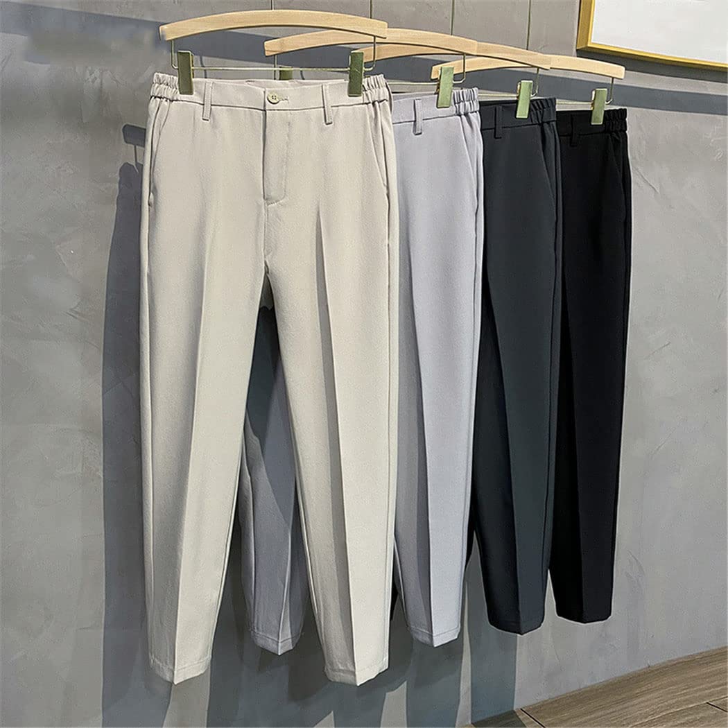 keusyoi Pantaloni casual da uomo primavera estate pantaloni tuta slim fit lavoro elastico in vita pantaloni da jogging maschili pantaloni neri plus size, cachi, 31 W