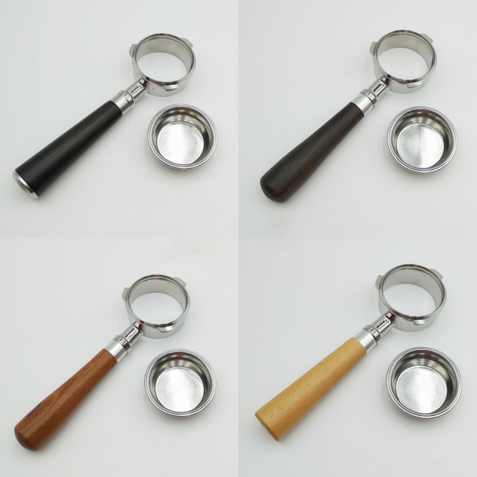 58 mm Siebträger für Kaffeemaschinen mit ergonomischem Holzgriff und abnehmbarem Edelstahlfilter, Espressokocher Teil Kaffee-Zubehör