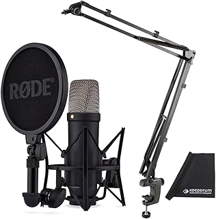 RØDE NT1 5th Generation XLR USB Studio Microphone Black + K&M 23840 Articulated Arm Tripod + Keepdrum Microfibre Cloth