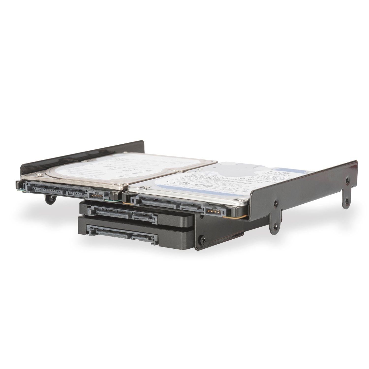 Ewent EW7002 Staffa Adattatore per 4 SSD/HDD 2.5" o 1 HDD 3.5" + 2 SSD 2.5" su Alloggiamento Slot PC 5.25", Viti Incluse, Nero