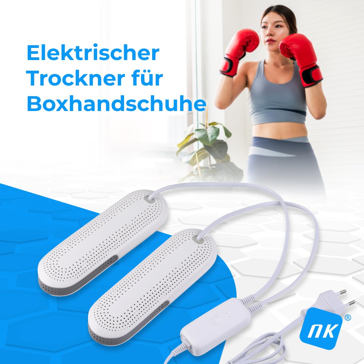 NK Elektrischer Boxhandschuhtrockner und Geruchs-/Feuchtigkeitsentferner, schnelltrocknend für den täglichen Gebrauch, automatische Abschaltung, 3-Timer