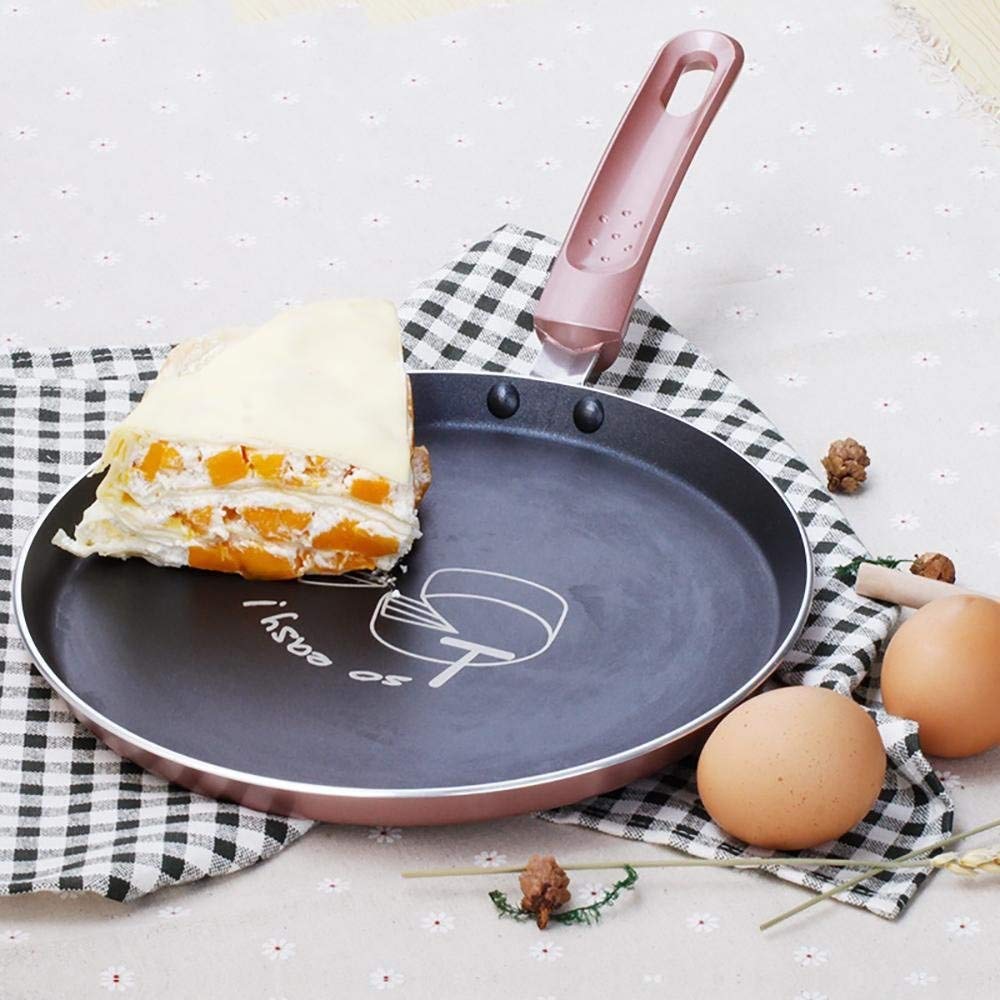 Patelnia Płaska nieprzywierająca patelnia do naleśników Piec indukcyjny Gazowy Uniwersalny garnek indukcyjny Nonstick Metalowe naczynie Rondel 25 cm Przenośna patelnia interesting