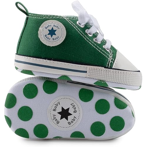 Meckior Baby Girls Boys Canvas Sneakers Soft Sole High-Top Ankle Infant First Walkers Crib Shoes