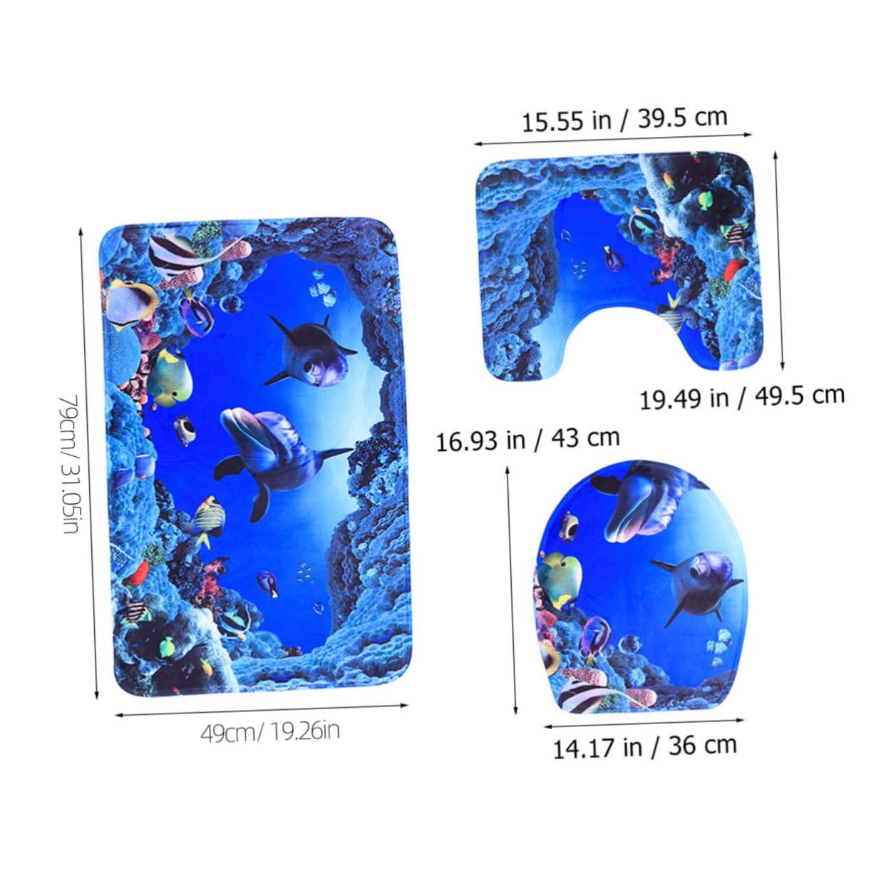 OUNONA Lot de 3 Tapis de Bain Tapis de Bain antidérapant Tapis pour abattant WC Doux Borne Tapis