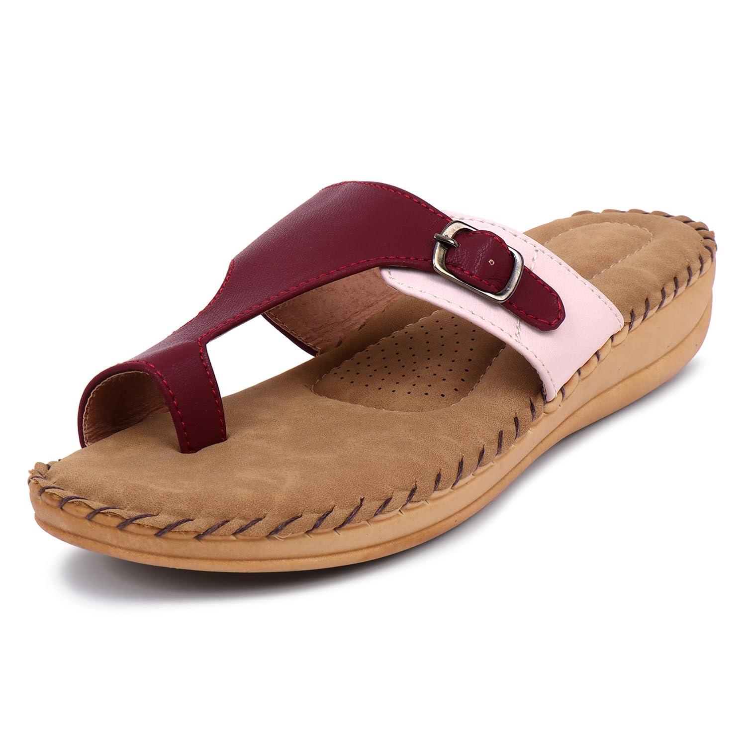 Extra Soft Slippers for Women | Orthopedic Diabetic Footwear with Cushioned Insole | Lightweight & Comfortable Ladies Chappals with Toe Ring and Adjustable Buckle