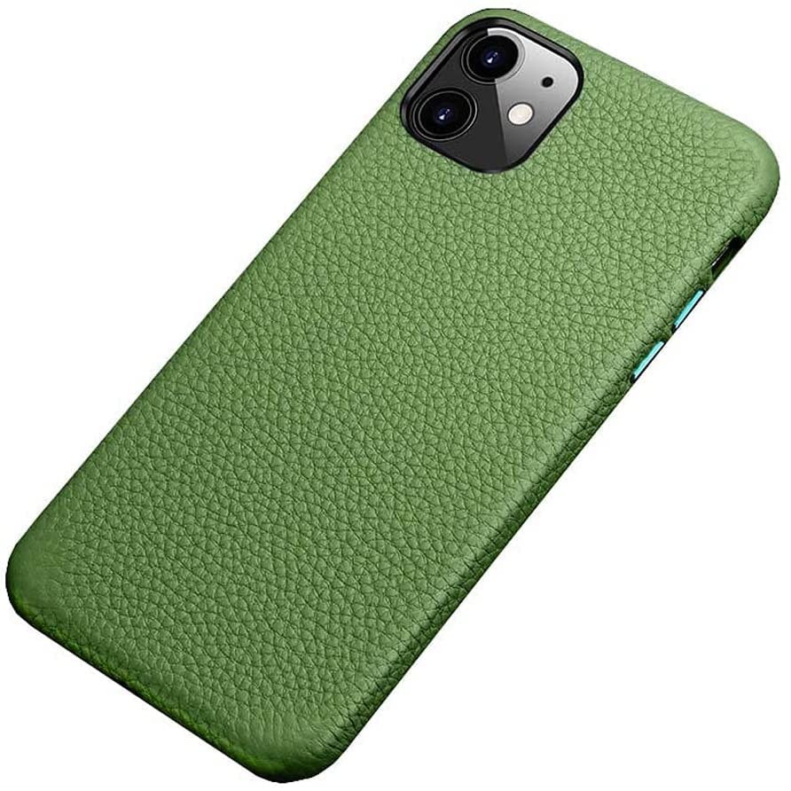 Étui iPhone 11 vert texture litchi idéal pour le quotidien actif