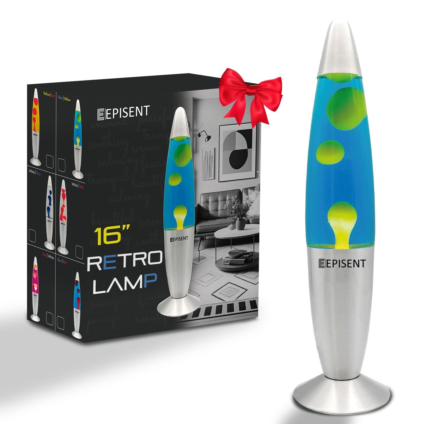 EPISENT Liquid Motion Lamp 16” | Retro Liquid Wax Lamp | Beautiful Night Light | Home & Office Decor | Electrically Operated | Great Gift for Kids & Adults | Relaxing Lamp (Blue/Green)