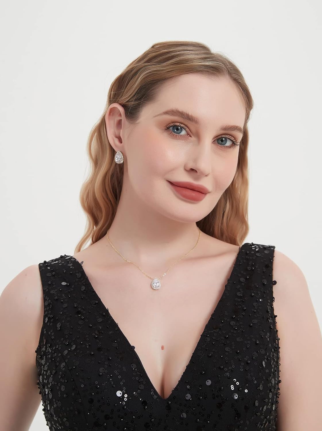 UDYLGOON Cubic Zirconia Teardrop Earrings Necklace Bracelet Jewelry Set For Bride Bridesmaids Bridal Wedding Party Prom Jewelry Gift - Image 2