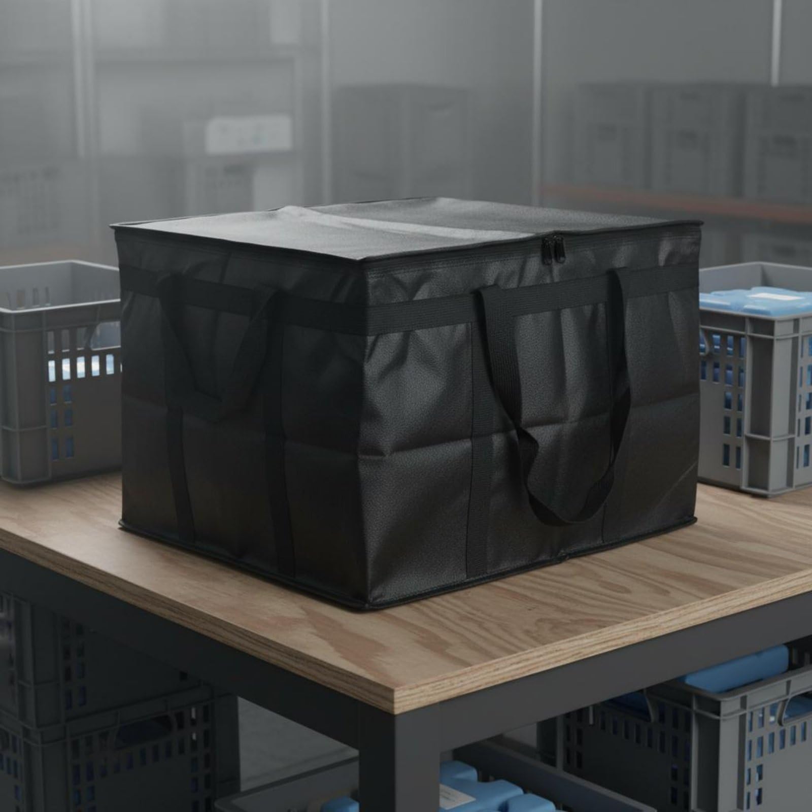 Qianly Bolso Térmico de Entrega Bolsa Isotérmica Bolso Refrigerado Contenedor de Comida Bolsa de Transporte con Exterior Antihumedad y Materiales Gruesos, Gris