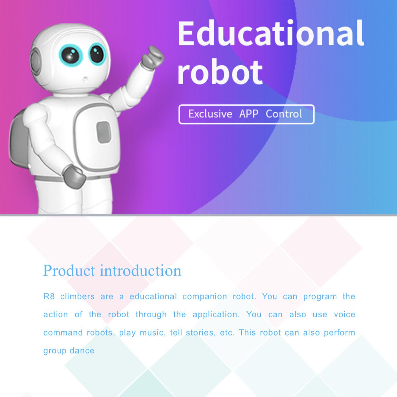 Sxhlseller Robot Inglese Interattivo per Bambini |Giocattolo per l'educazione Precoce con Controllo Vocale con Programmazione, Batteria da 1700 MAh