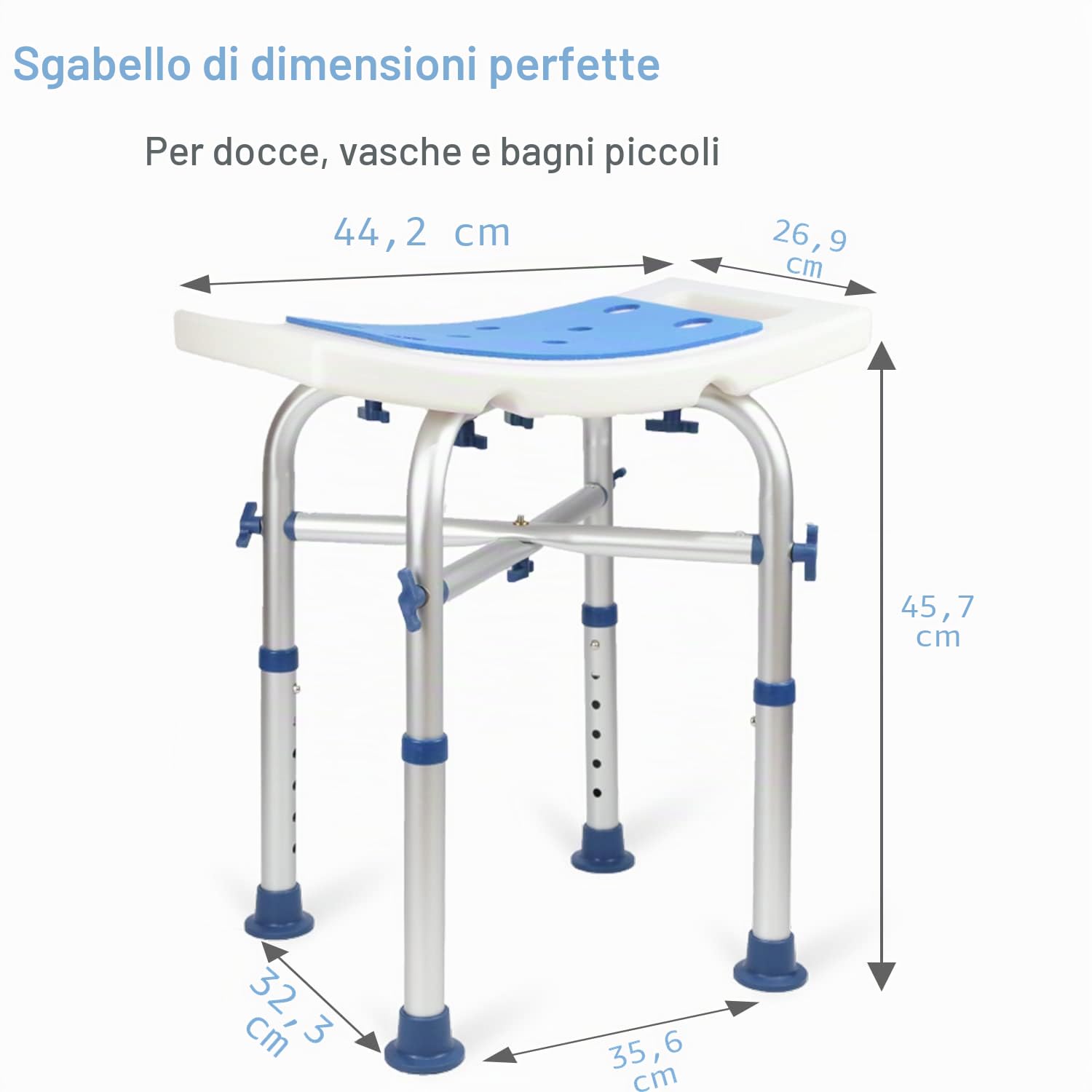Sgabello da doccia resistente 226,8 kg montaggio senza attrezzi antiscivolo sedia da bagno regolabile in altezza vasca da bagno stretta anziani disabili