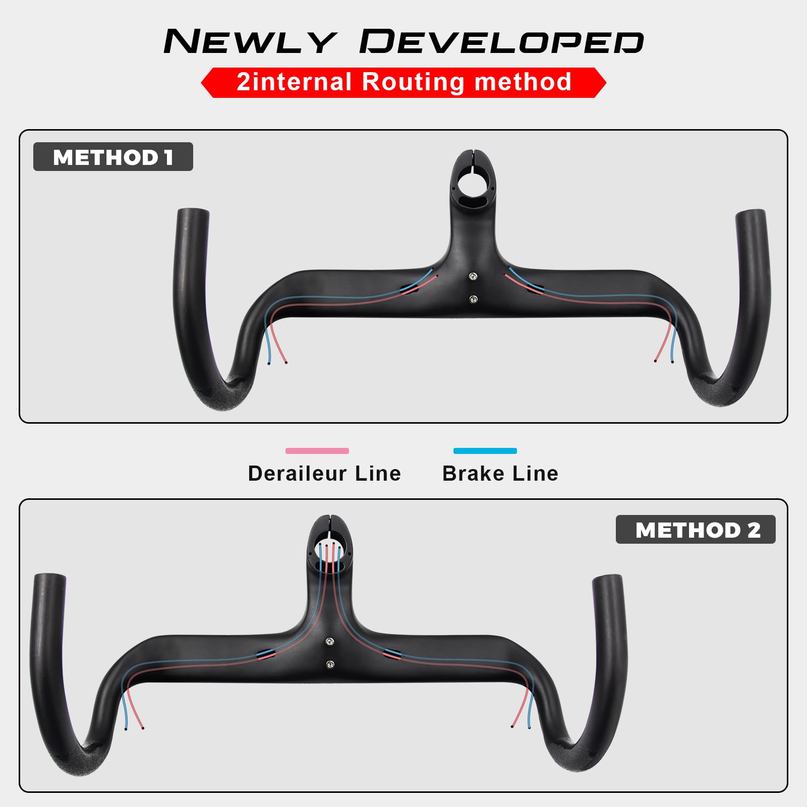 Manillar integrado carbono manillar bicicleta carretera Alfa PASCA manillar carbono carretera bicicleta 1" 1/8 enrutamiento interno UD mate 440 * 120